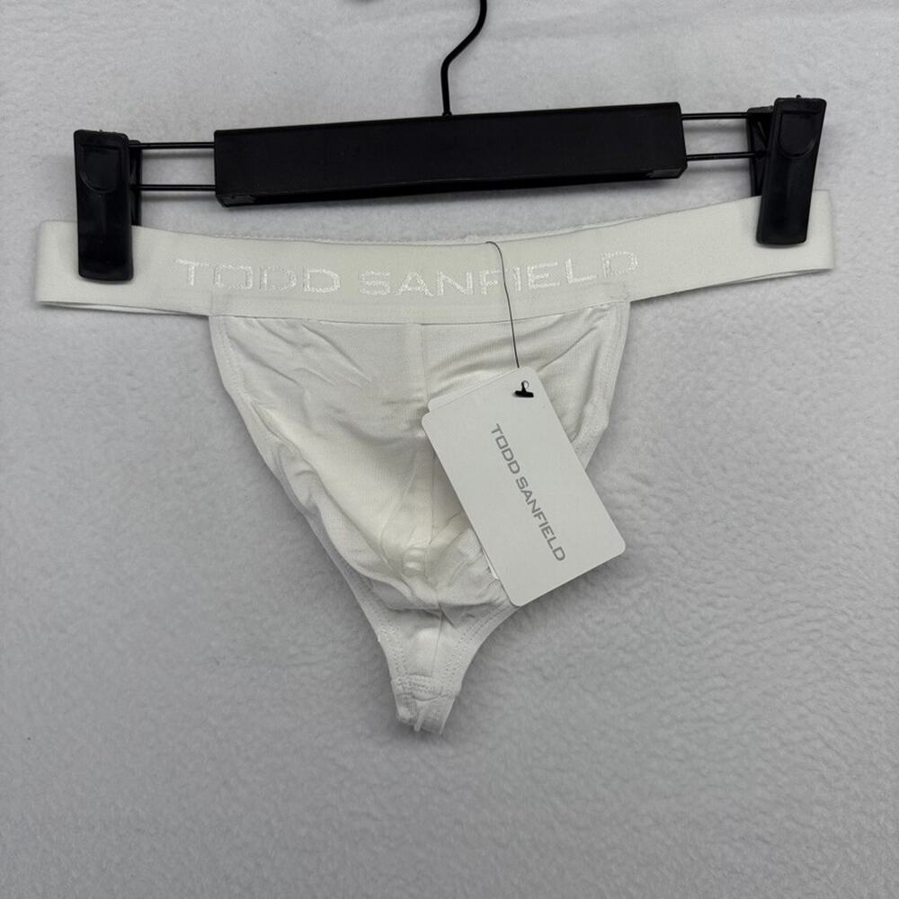 Todd Sanfield Thong Men's Large White Essential Solid Minimal Jock Strap NEW